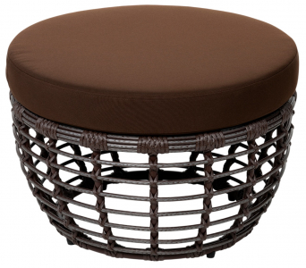 Пуф плетеный с подушкой ReeHouse Lotus алюминий, искусственный ротанг, олефин шоколад металлик, коричневый Фото 1