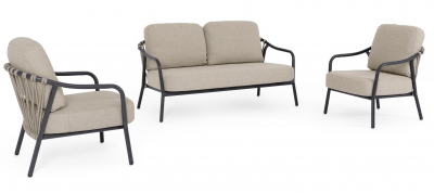 Комплект металлической лаунж мебели Garden Relax Edvige алюминий, роуп, олефин антрацит Фото 1