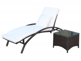 Шезлонг плетеный Релакс с белым матрасом ATC искусственный ротанг коричневый Фото 4