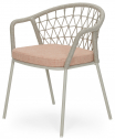Кресло плетеное с подушкой PEDRALI Panarea сталь, роуп, ткань бежевый, розовый Фото 1