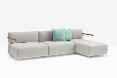 Модуль с левым подлокотником PEDRALI Arki-Sofa сталь, алюминий, тик, ткань белый, серый Фото 8