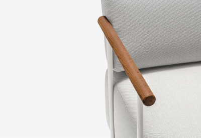 Диван двухместный с правым подлокотником PEDRALI Arki-Sofa сталь, алюминий, тик, ткань белый, серый Фото 7