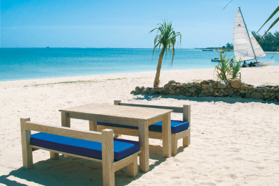 Диван деревянный двухместный с подушкой Giardino Di Legno White Sand тик, акрил Фото 4
