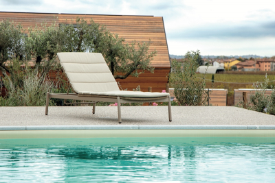 Лежак плетеный с матрасом Grattoni Atol алюминий, роуп, олефин тортора, шампанское Фото 8