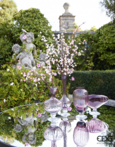 Ваза с длинным горлышком Полосы EDG Vase стекло античный розовый Фото 4