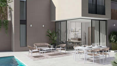 Кресло лаунж плетеное с подушкой Garden Relax Jandia алюминий, роуп, полиэстер белый, бежевый Фото 9