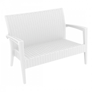 Диван пластиковый плетеный двухместный Siesta Contract Miami Lounge Sofa стеклопластик белый Фото 1