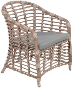 Кресло плетеное с подушкой ReeHouse Miro алюминий, искусственный ротанг, олефин ирбис, серый Фото 1