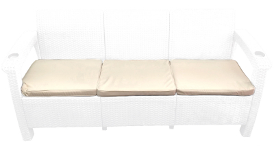 Диван пластиковый трехместный Yalta Sofa 3 Seat пластик с имитацией плетения слоновая кость Фото 1