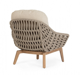 Кресло лаунж плетеное с подушками Garden Relax Tamires алюминий, тик, роуп, олефин натуральный, коричневый, бежевый Фото 7