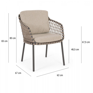 Кресло плетеное с подушками Garden Relax Ivissa сталь, роуп, олефин антрацит Фото 2