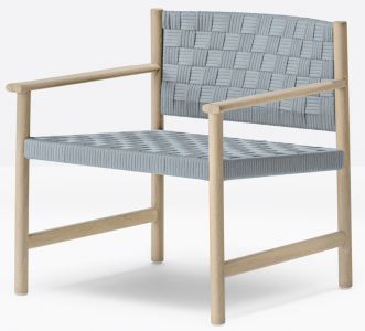 Кресло лаунж деревянное плетеное PEDRALI Griante тик, роуп натуральный, голубой Фото 1