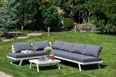 Комплект-трансформер садовой мебели 4SIS Альпы алюминий, ткань белый Фото 19