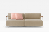 Диван двухместный с подлокотниками PEDRALI Arki-Sofa сталь, алюминий, тик, ткань белый, песочный Фото 5