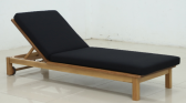 Шезлонг-лежак деревянный с матрасом Tagliamento Southbank тик, ткань натуральный, черный Фото 3