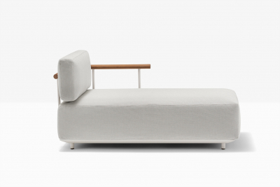 Модуль с левым подлокотником PEDRALI Arki-Sofa сталь, алюминий, тик, ткань белый, серый Фото 5
