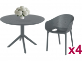 Комплект пластиковой мебели Siesta Contract Sky Ø105 Pro сталь, стеклопластик темно-серый Фото 1