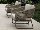 Кресло плетеное с подушкой SNOC Claude алюминий, роуп, ткань шампанское Фото 1