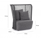 Кресло плетеное с подушками Garden Relax Kollar алюминий, роуп, олефин антрацит Фото 2