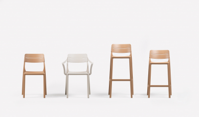 Стул пластиковый полубарный Nardi Cassia Stool Mini стеклопластик капучино Фото 5