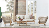Комплект деревянной плетеной мебели Tagliamento Talara акация, роуп, олефин, искусственный камень бежевый, лен Фото 6