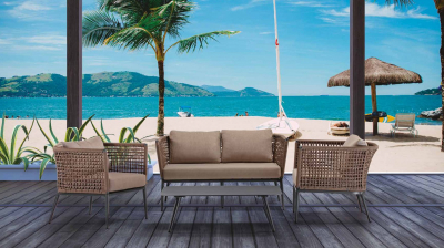 Комплект плетеной мебели Grattoni Cuba алюминий, роуп, олефин антрацит, коричневый Фото 5