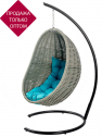 Кресло плетеное подвесное DW Cocoon сталь, искусственный ротанг, полиэстер серый Фото 1