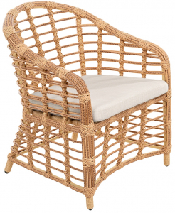 Кресло плетеное с подушкой ReeHouse Miro алюминий, искусственный ротанг, олефин индийское дерево, светло-бежевый Фото 1