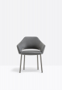 Кресло с обивкой PEDRALI Vic сталь, кожа титановый, серый Фото 4
