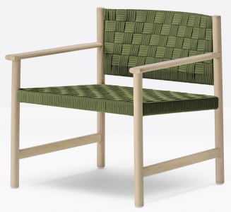 Кресло лаунж деревянное плетеное PEDRALI Griante тик, роуп натуральный, зеленый Фото 1