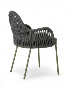Кресло плетеное с подушкой Scab Design Malvasia Riviera сталь, роуп, акрил оливковый, графит Фото 11