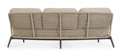 Диван трехместный с подушками Garden Relax Eulero алюминий, тик, роуп, олефин антрацит Фото 4