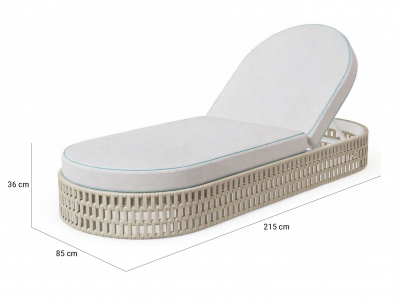 Шезлонг плетеный с матрасом Tagliamento Sun Lounger алюминий, роуп, ткань Фото 2