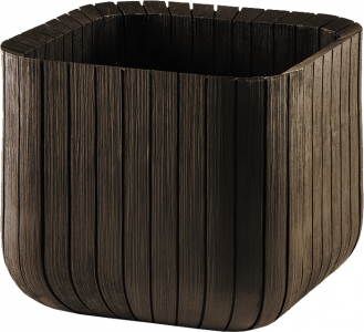Кашпо пластиковое Keter Cube Planter M пластик с имитацией плетения коричневый Фото 1