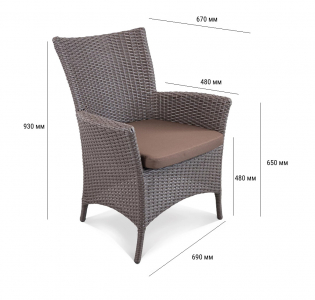 Комплект плетеной мебели ReeHouse Kipr алюминий, искусственный ротанг, оксфорд, стекло шоколад металлик, коричневый Фото 4