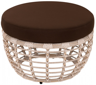 Пуф плетеный с подушкой ReeHouse Lotus алюминий, искусственный ротанг, олефин ирбис, коричневый Фото 1