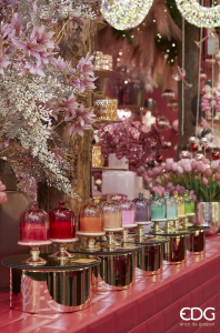 Аромасвеча Северное Дерево с подсвечником EDG Candle стекло, воск розовый, сиреневый Фото 5