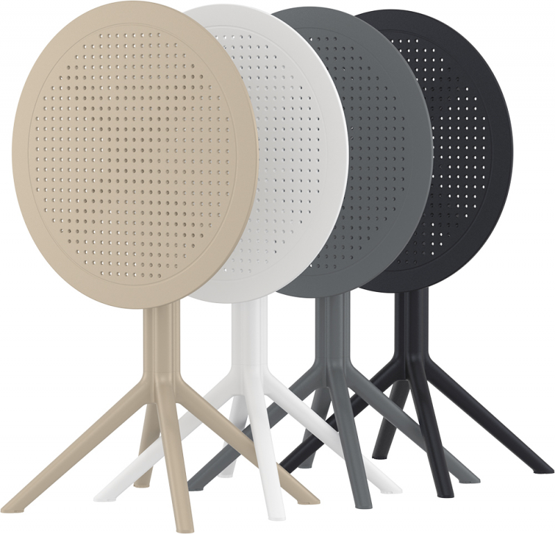 Стол пластиковый складной Sky Folding Table Ø60, темно-серый, Ø600х740 мм