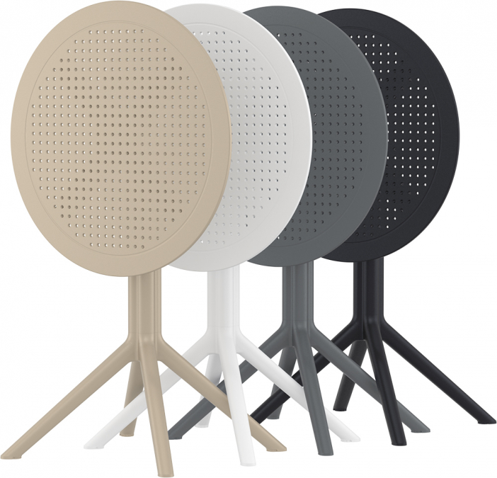 Стол пластиковый складной Sky Folding Table Ø60, темно-серый, Ø600х740 мм