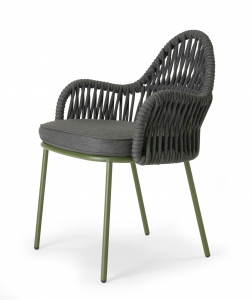 Кресло плетеное с подушкой Scab Design Malvasia Riviera сталь, роуп, акрил оливковый, графит Фото 7