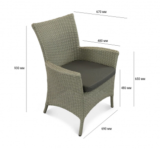 Комплект плетеной мебели ReeHouse Kipr алюминий, искусственный ротанг, оксфорд, стекло лунный свет, темно-серый Фото 6