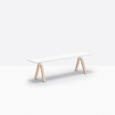 Скамейка ламинированная PEDRALI Arki-Bench Wood дуб, компакт-ламинат HPL беленый дуб, белый Фото 4