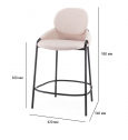 Стул полубарный с обивкой Tagliamento Lok сталь, букле черный, бежевый Фото 2