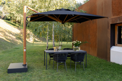 Зонт профессиональный 2.9х2.9 м Scolaro Astro Timber алюминий, акрил имитация ироко, черный Фото 14