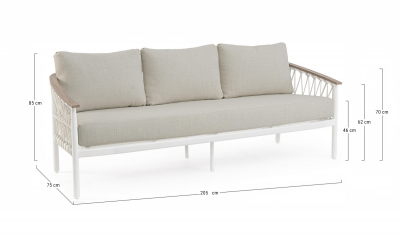 Диван трехместный с подушками Garden Relax Fenix алюминий, роуп, олефин белый Фото 2