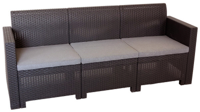 Диван пластиковый трехместный BiRattan Nebraska Sofa 3 полипропилен кофе Фото 4