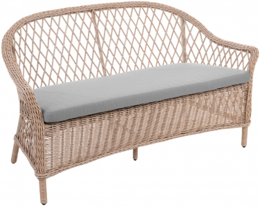 Диван двухместный плетеный с подушкой ReeHouse Nova алюминий, искусственный ротанг, олефин ирбис, серый Фото 1