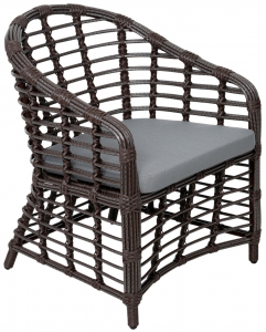 Кресло плетеное с подушкой ReeHouse Miro алюминий, искусственный ротанг, олефин шоколад металлик, серый Фото 1