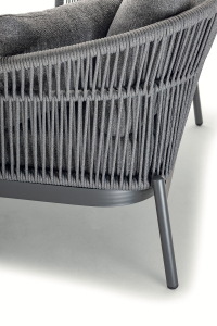 Лаунж-диван плетеный с подушками Grattoni Tropea алюминий, роуп, олефин антрацит, темно-серый, угольный Фото 7