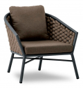 Лаунж-кресло плетеное с подушками Felicita Dub алюминий, роуп, полиэстер антрацит, тортора Фото 1